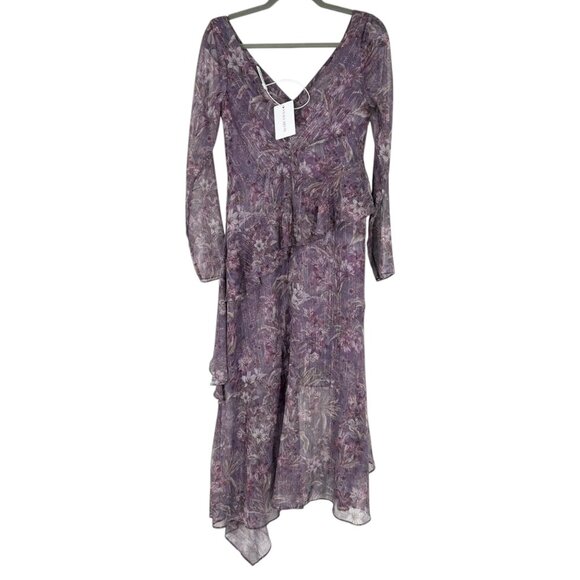 NWT Marchesa Notte Asymmetrical Long Sleeve Dress - Picture 3 of 9